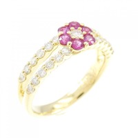 K18YG フラワー ルビー リング 0.31CT