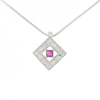 K18WG ルビー ネックレス 0.25CT