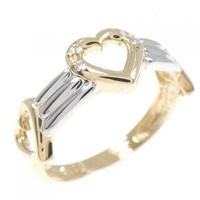 K18YG/PT ハート ダイヤモンド リング 0.02CT