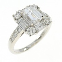 PT ダイヤモンド リング 1.00CT F VS2 エメラルドカット