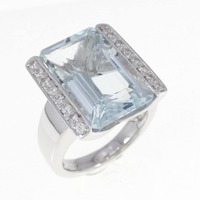 K18WG アクアマリン リング 7.756CT