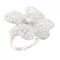 K18WG クローバー ダイヤモンド リング 0.12CT