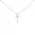 K18WG クロス ダイヤモンド ネックレス 0.12CT