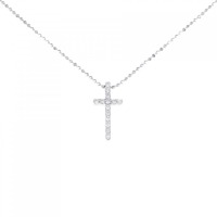 K18WG クロス ダイヤモンド ネックレス 0.12CT