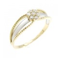 K18YG/PT フラワー ダイヤモンド リング 0.11CT