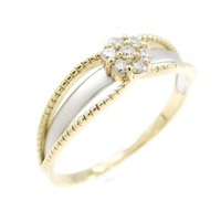 K18YG/PT フラワー ダイヤモンド リング 0.11CT