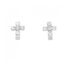 K18WG クロス ダイヤモンド ピアス 0.40CT