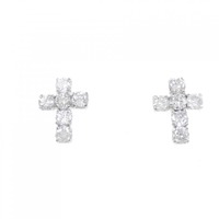 K18WG クロス ダイヤモンド ピアス 0.40CT