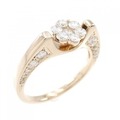 K18PG フラワー ダイヤモンド リング 0.61CT
