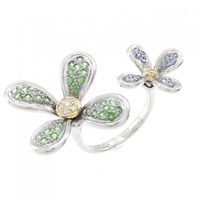 K18WG/K18YG フラワー カラーストーン リング