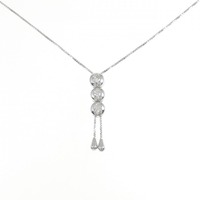 K18WG スリーストーン ダイヤモンド ネックレス 0.50CT
