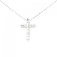 K18WG クロス ダイヤモンド ネックレス 0.30CT