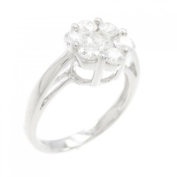 K18WG フラワー ダイヤモンド リング 1.00CT