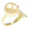 K18YG 白蝶パール リング 12.7mm