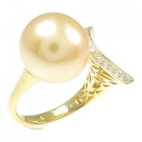 K18YG 白蝶パール リング 12.7mm