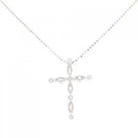 K18WG クロス ダイヤモンド ネックレス 0.09CT