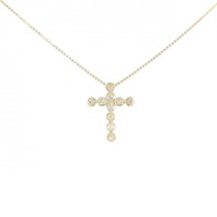 K18YG クロス ダイヤモンド ネックレス 0.10CT