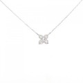 K18WG フラワー ダイヤモンド ネックレス 0.15CT