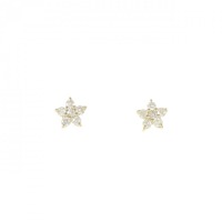 【新品】K18YG フラワー ダイヤモンド ピアス 0.20CT