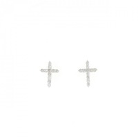 【新品】K18WG クロス ダイヤモンド ピアス 0.20CT