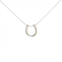 K18WG/K18YG ホースシュー ダイヤモンド ネックレス 0.20CT
