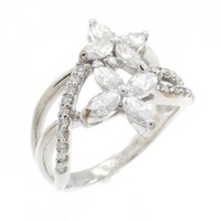 K14WG フラワー ダイヤモンド リング 0.87CT