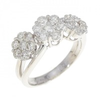 K18WG フラワー ダイヤモンド リング 1.07CT