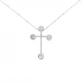 K18WG/750WG クロス ダイヤモンド ネックレス 0.13CT
