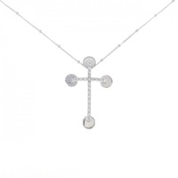 K18WG/750WG クロス ダイヤモンド ネックレス 0.13CT