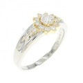 PT/K18YG フラワー ダイヤモンド リング 0.24CT