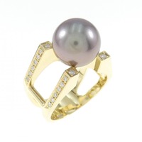 K18YG 黒蝶パール リング 11mm