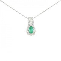 【新品】PT エメラルド ネックレス 0.25CT