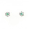 【新品】PT フラワー エメラルド ピアス 0.10CT