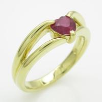 K18YG ハート ルビーリング