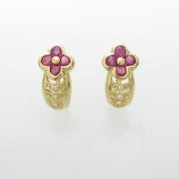 K18YG フラワー ルビーイヤリング