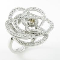 K18WG フラワー ダイヤモンドリング