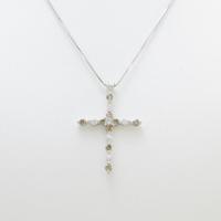 K18WG クロス ダイヤモンドネックレス