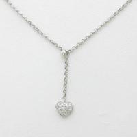 K18WG ハート パヴェ ダイヤモンドネックレス