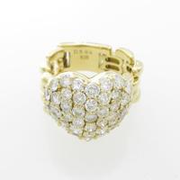 K18YG ハート パヴェ ダイヤモンドリング10％引き