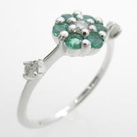 K18WG フラワー エメラルドリング15％引き