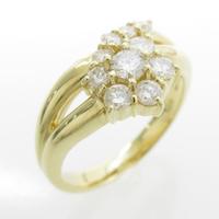 K18YG フラワー ダイヤモンドリング