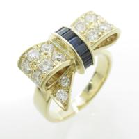 K18YG リボン サファイヤリング