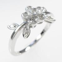 K18WG フラワー ダイヤモンドリング