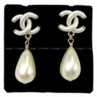 2018年 春夏 新作 CHANEL シャネル ココマーク ティアドロップ ピアス シルバーグレーXパール A98327 新品