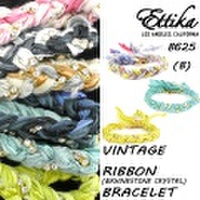 Ettika/エティカ【Vintage Ribbon&Rhinstone Crystal Bracelet】【b】B625 ヴィンテージリボン ブレスレット