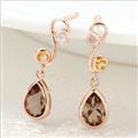 Fleur-フルール-ピンクゴールド×スモーキークォーツ・シトリンピアス