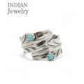 INDIAN JEWELRY ナバホ族アーティストの作品『NAVAJO FEATHER SILVER RING TURQUOISE』【アメカジ・ネイティブ】IJ-067