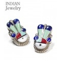 INDIAN JEWELRY 最も色彩感覚豊かな部族と呼ばれているズニ族の作品『INLAY PIERCE SUNFACE』【アメカジ・ネイティブ】IJ-026