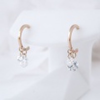 K10PG 10金ピンクゴールド ツイン 2つのストーンがゆれる ピアス 彼女 誕生日 ジュエリー アクセサリー ∞ y110149