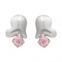 K10WG ハート＆ピンクキュービックジルコニアピアス 46-5669